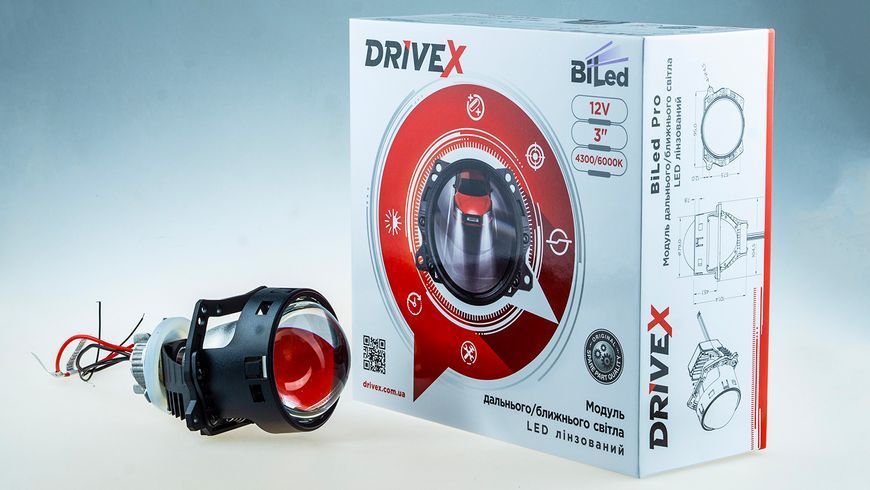 DriveX BiLED Evolution F1S 3 дюйма 47/53W 6000K світлодіодні лінзи 000000816 фото