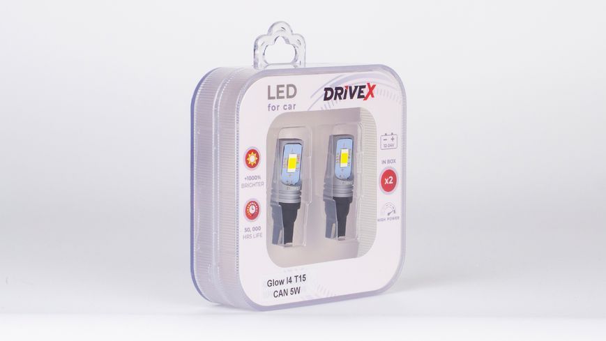 Комплект светодиодных LED ламп DriveX Glow I4 T15 12-24V CAN 5W 1000Lm W16W &Oslash;10 мм 000001810 фото