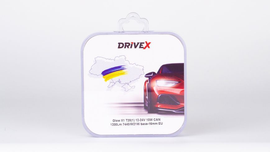 Комплект світлодіодних LED ламп DriveX Glow X1 T20(1) 12-24V 10W CAN 1200Lm 7440/W21W &Oslash;16 мм EU 000001770 фото