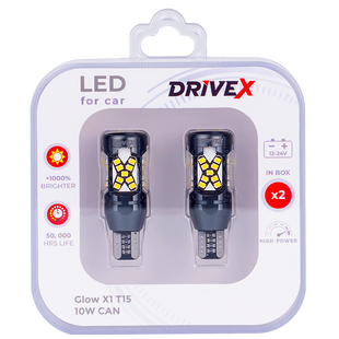 Комплект світлодіодних LED ламп DriveX Glow X1 T15 12-24V 10W CAN 1000Lm W16W &Oslash;10 мм 000001773 фото