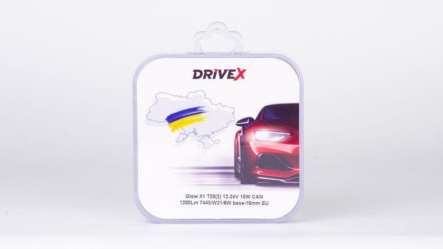Комплект світлодіодних LED ламп DriveX Glow X1 T20(2) 12-24V 10W CAN 1200Lm 7443/W21/5W &Oslash;16 мм EU 000001779 фото