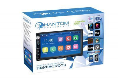Магнітола 2DIN Phantom DVX-731 7 дюймів IPS 1024x600, Bluetooth 000001690 фото